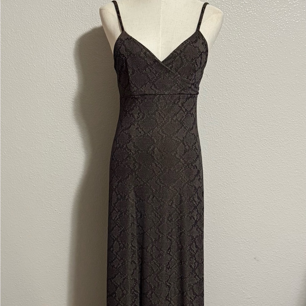 Vintage Portrait Animal Print Women’s Stretchable Dress Size L Made In USA Brown